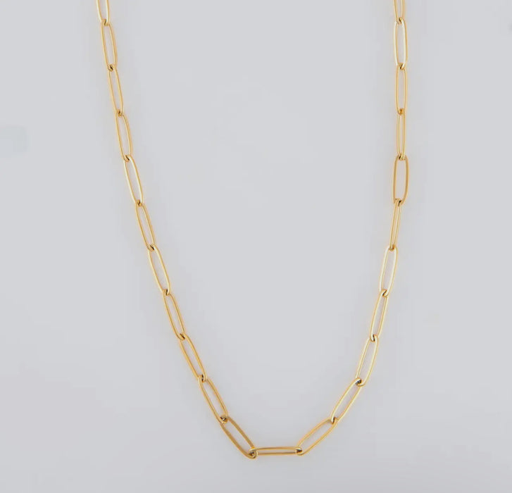 Waterproof Gold 18” Paper Clip Chain Necklace