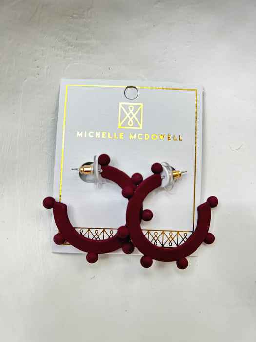 Maroon Astrid Hoops with Beads- Perfect For Game Day To Show Your School Spirit!!