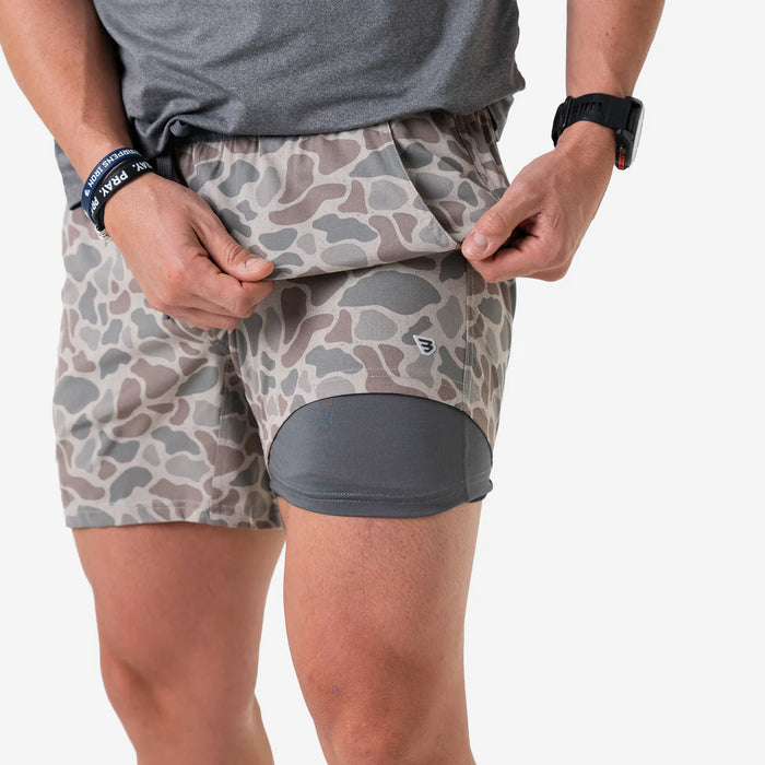 Athletic Short – Classic Deer Camo – Grey Liner – 7" Inseam by Burlebo