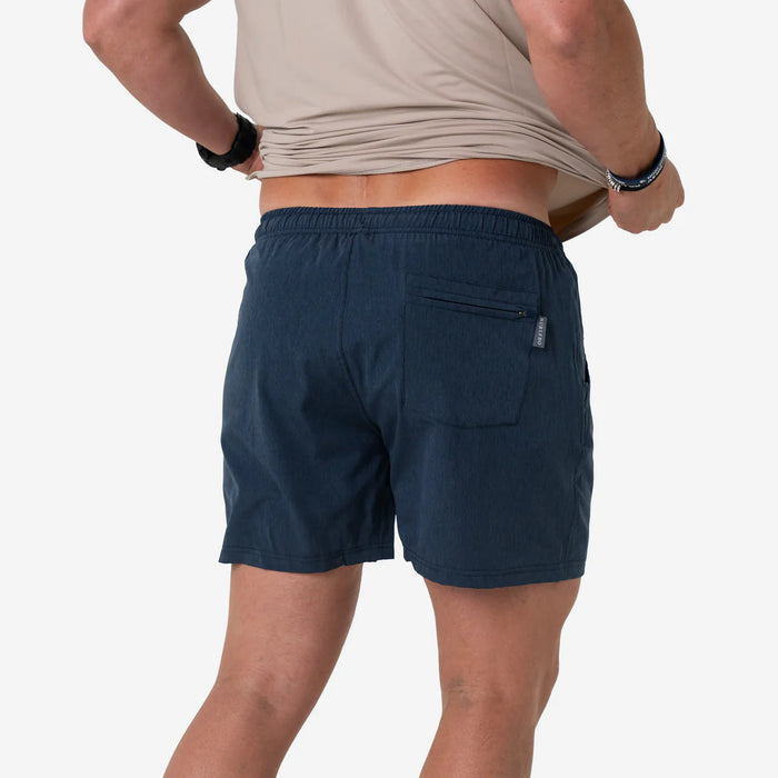 Athletic Short – Heather Navy – American Flag Liner – 5.5" Inseam by Burlebo
