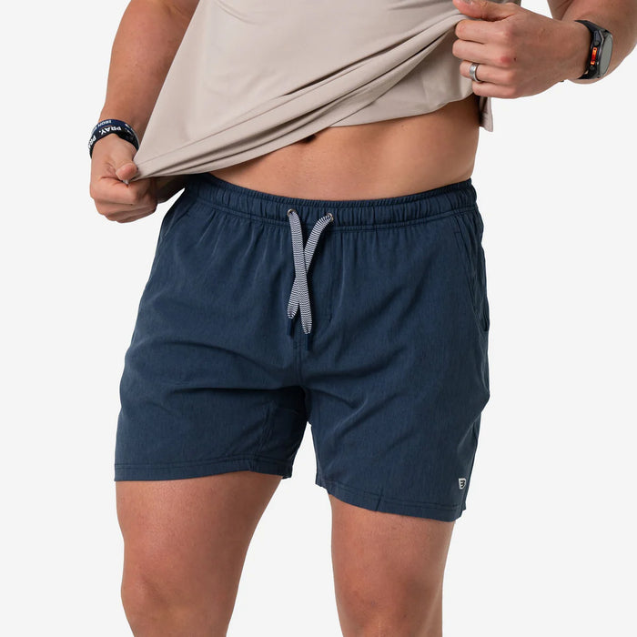 Athletic Short – Heather Navy – American Flag Liner – 5.5" Inseam by Burlebo