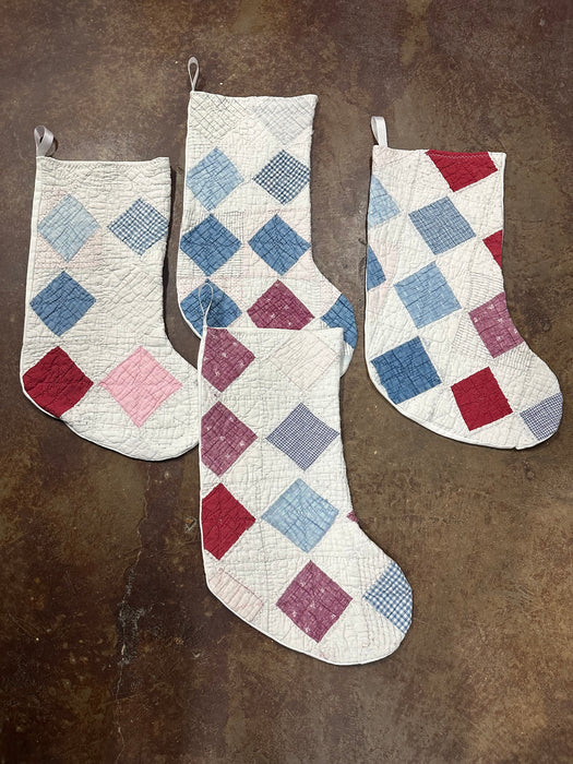 Quilted Stockings with Quilted Table Cloth Backs - 8 Styles! (Personalization Can Be Added for an Additional $10!)