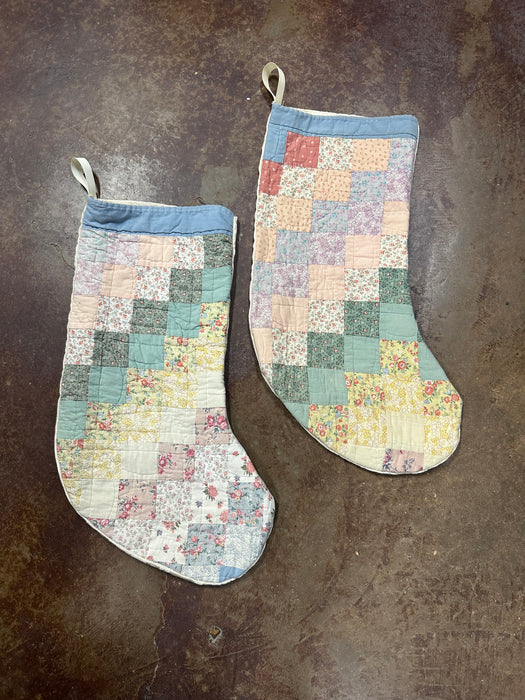 Quilted Stockings with Quilted Table Cloth Backs - 8 Styles! (Personalization Can Be Added for an Additional $10!)