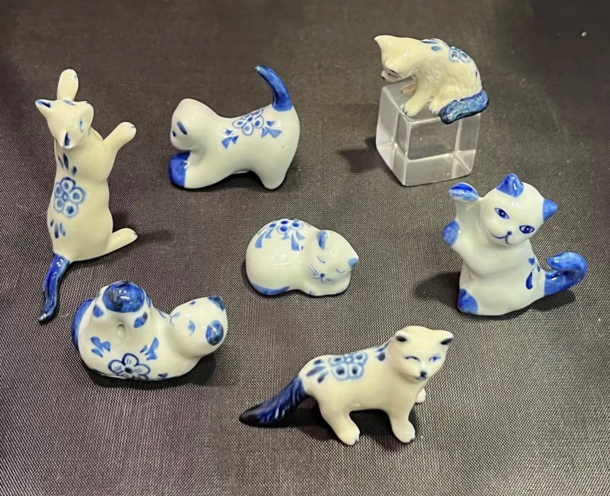 Blue & White Porcelain Trinkets. Small Animals. Range in size from 1" to 3"