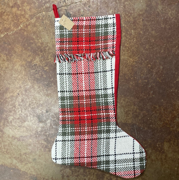 Gray & Red Plaid Stocking *Personalization Can Be Added for an Additional $10!*