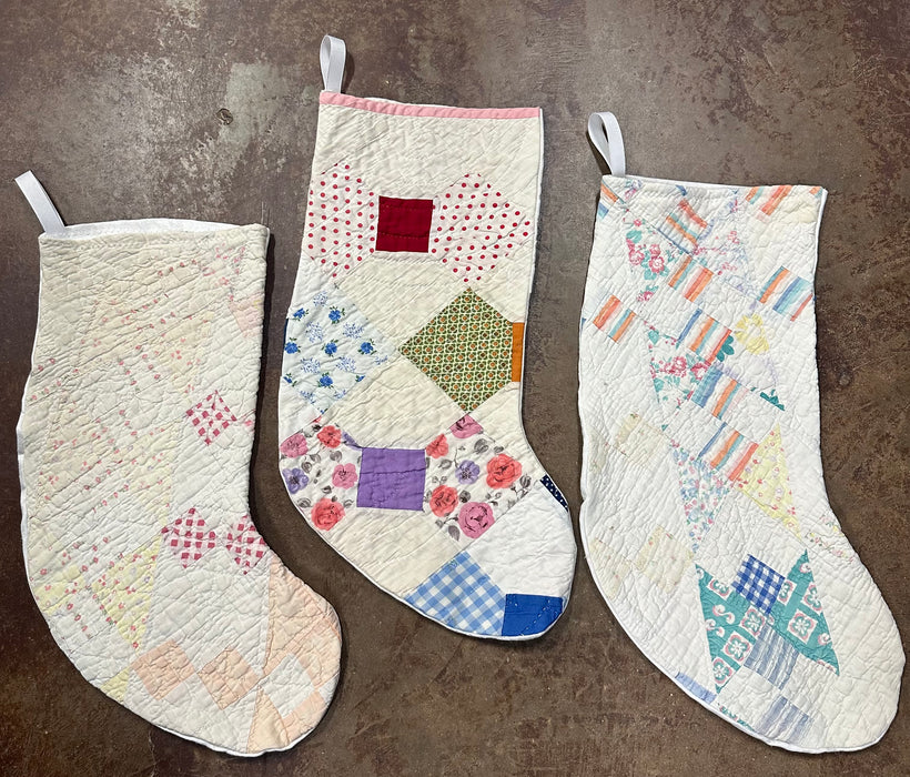 Quilted Stockings with Quilted Table Cloth Backs - 8 Styles! (Personalization Can Be Added for an Additional $10!)