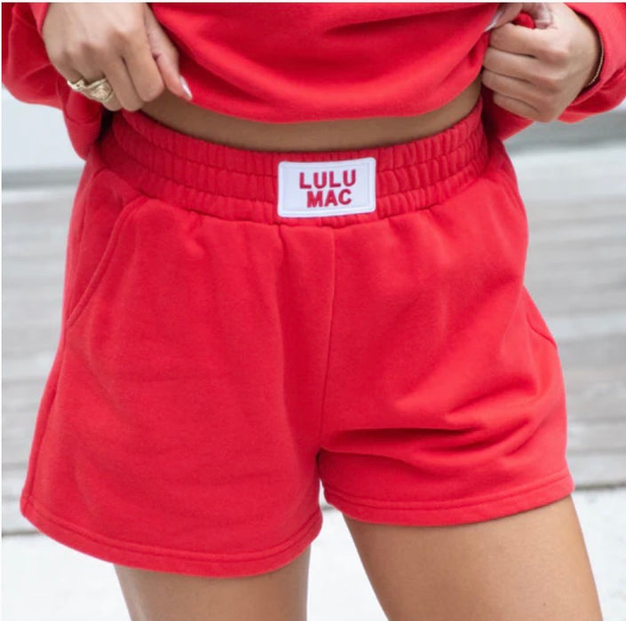Adult Red Lulu Mac Terry Cloth Shorts