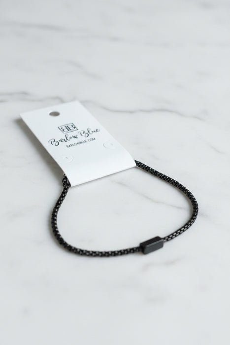 Engravable Square Black Beaded Bracelet