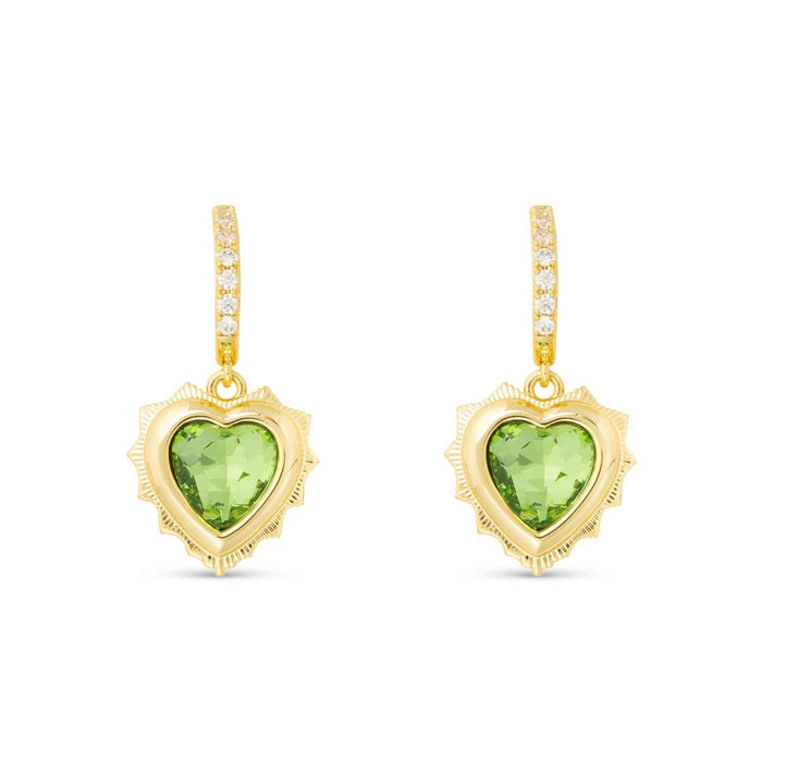 Gold Crystal Birthstone Heart Earrings-12 styles!