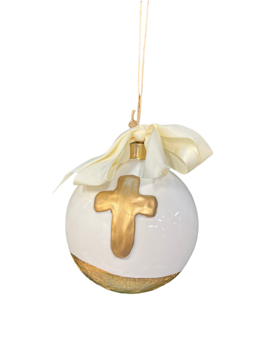 Hand Painted Gold & White Ornament - 3 Styles!