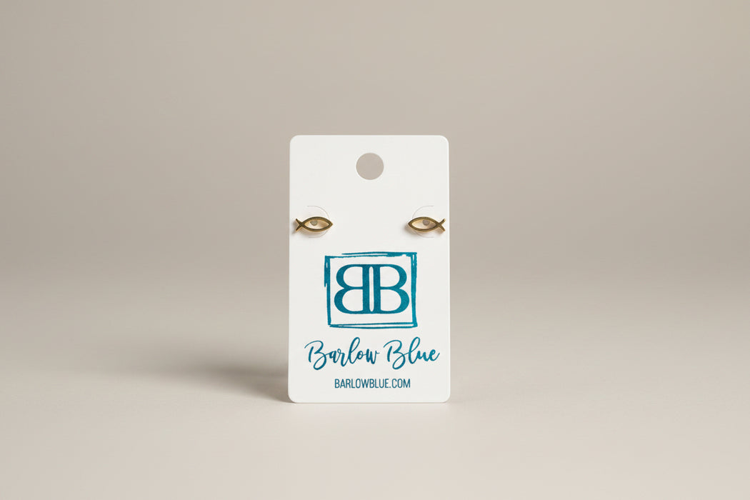 Gold Small Fish Stud Earrings