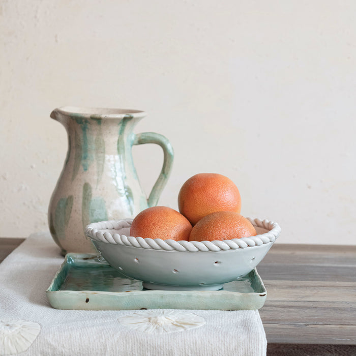 Stoneware Colander w/ Hand Twisted Edge