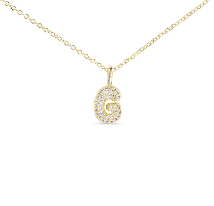 Gold CZ Large Initial Necklace-18 Letters