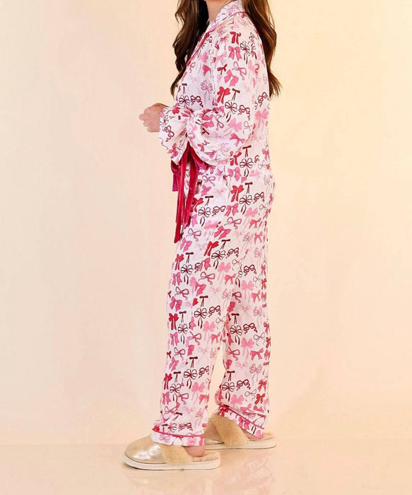 ADULT Long Sleeve Bow Pajama Pants Set