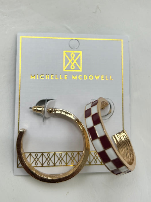 Maroon, White, & Gold Checkered Sunny Hoops- Perfect For Game Day To Show Your School Spirit!!