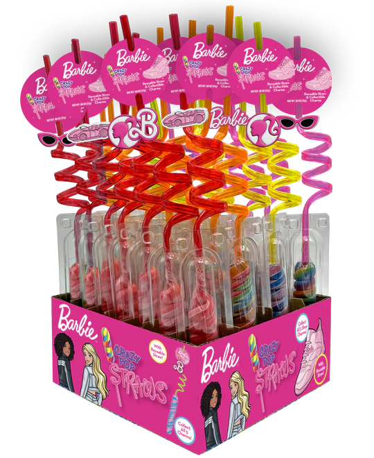 Barbie Crazy Pop Straw Suckers with Barbie Charm