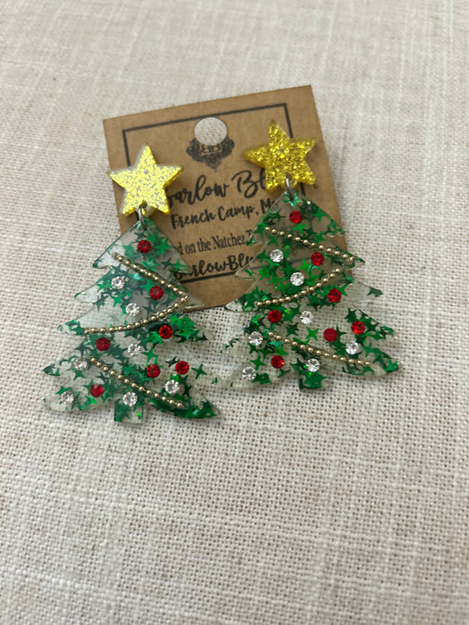 Christmas Tree with Star Earrings - 2 Colors!