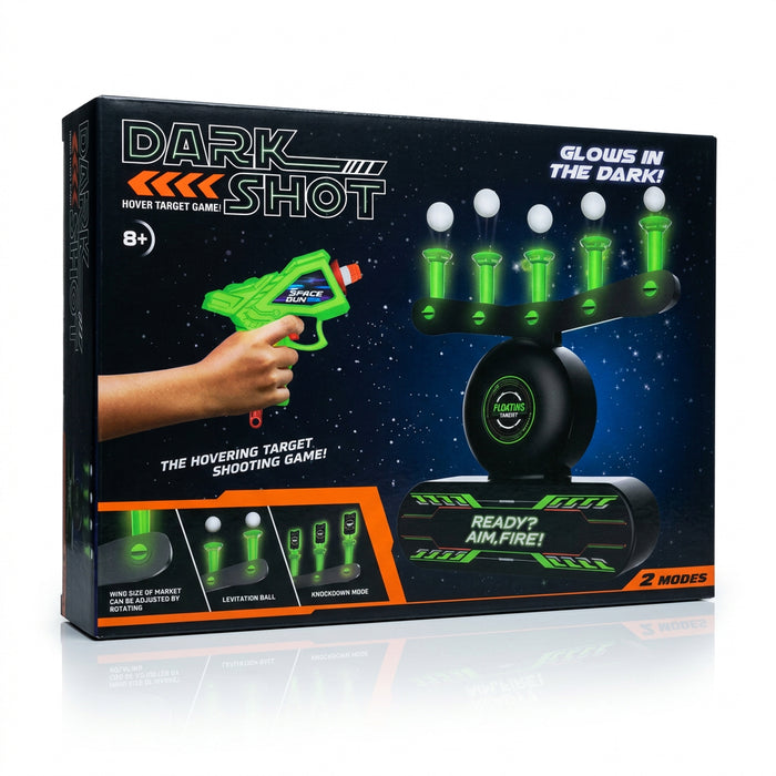 Dark Shot Floating Ball & Knockdown Target Shooting Game - Glows In The Dark