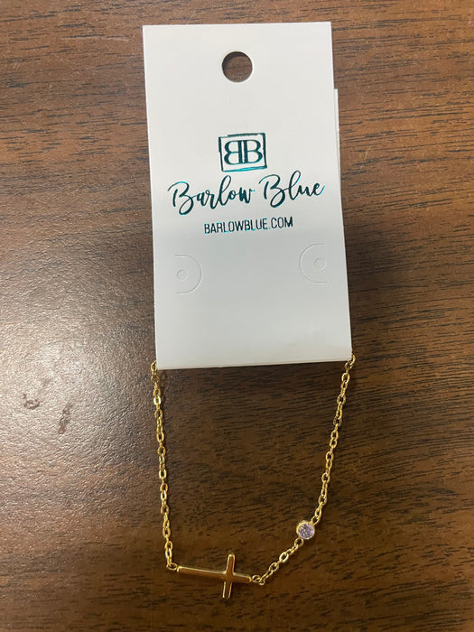 Sideways Cross Birthstone Bracelet
