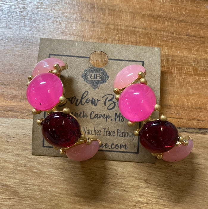 Pink Gemstone Hoop Earrings