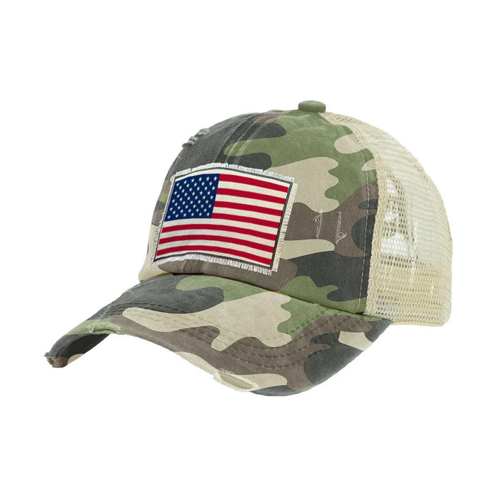American Flag - Vintage Distressed Trucker Adult Hat