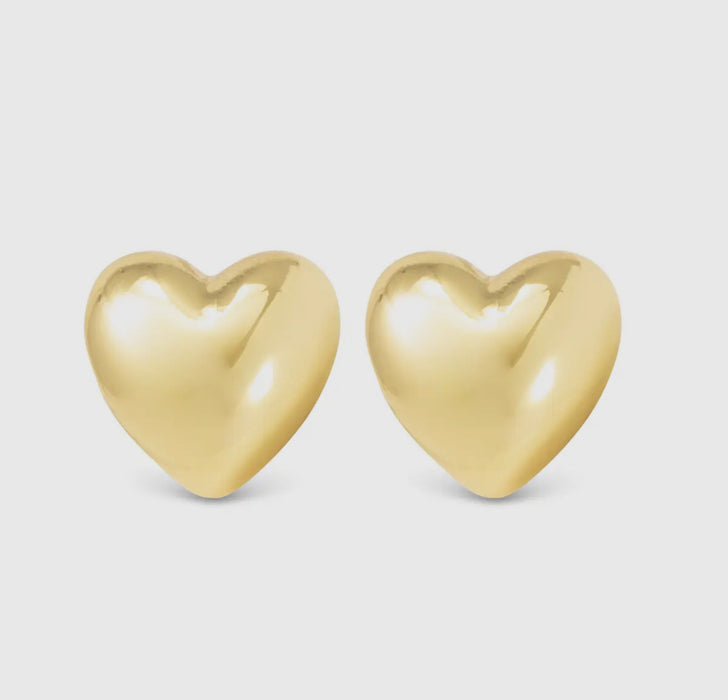 Ella Gold Polished Heart Stud Earrings