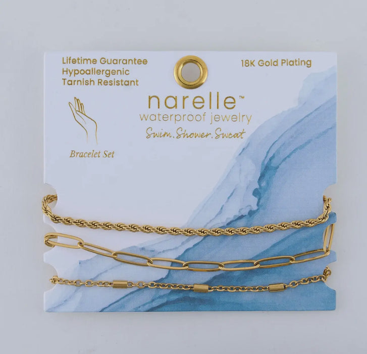 Waterproof Gold Twisted Chain Bracelet Set