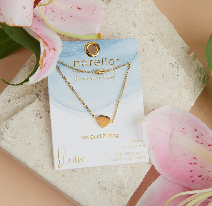 Waterproof Gold Multi Row Heart Anklet