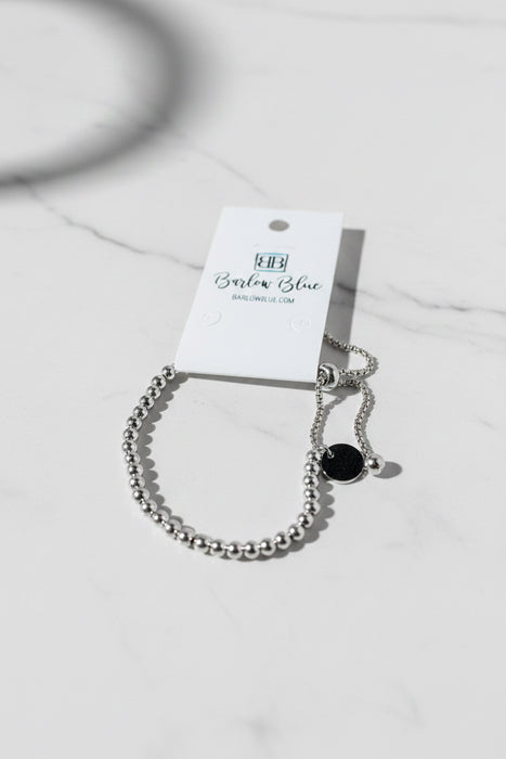 Engravable Circle Beaded Bracelet with Adjustable Length- Available in Gold and Silver
