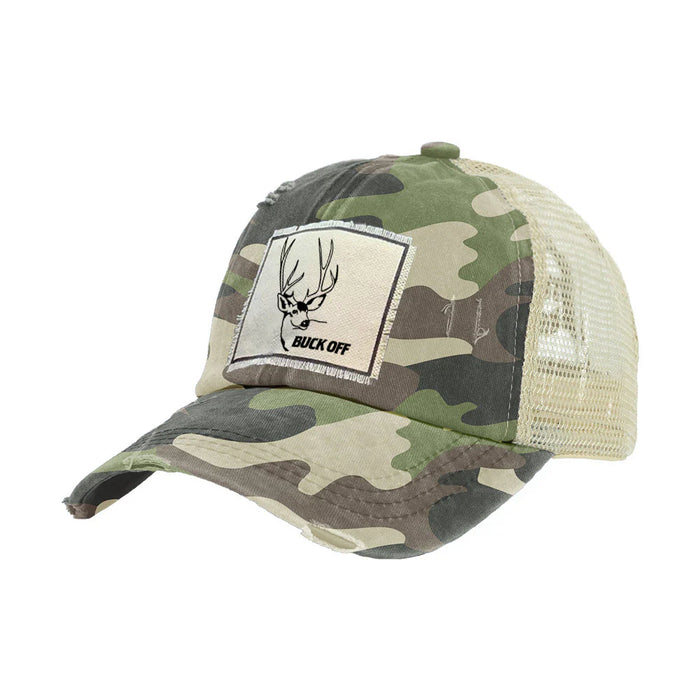 Buck Off Vintage Distressed Trucker Adult Hat