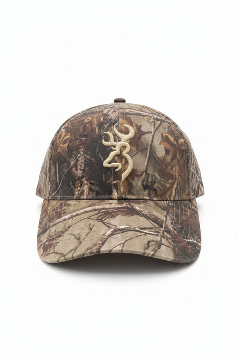 Brown Tree Camo With Deer Head Hat