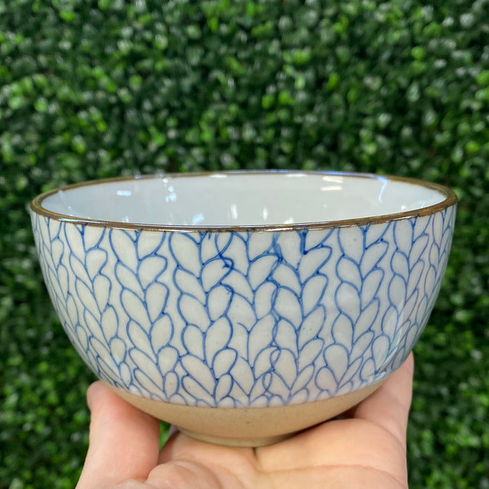 4-3/4” Blue & White Round Stoneware Bowl