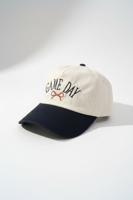 Black & White Gameday Hat With Brown Bow