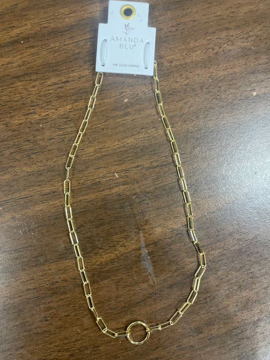 Gold Medium Paperclip Link With Charm Clasp Necklace