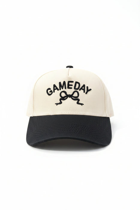 Black & Cream Gameday Hat With Bow