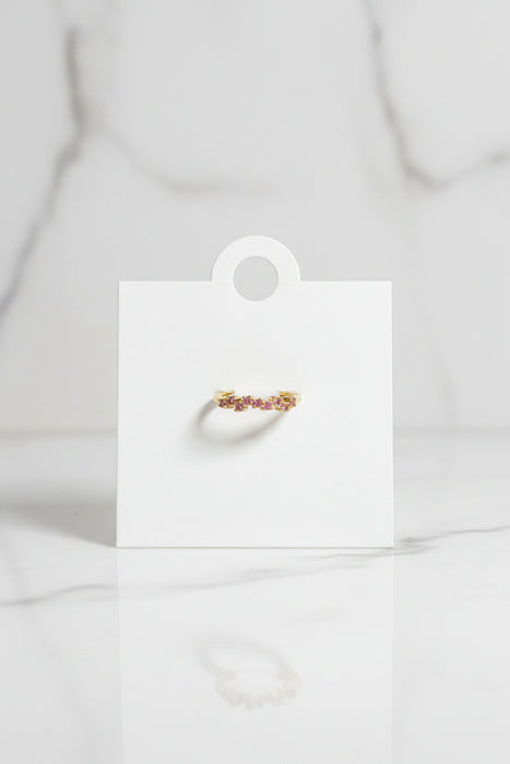 Birthstone Square Stone on Gold Band Ring- Adjustable Fits All
