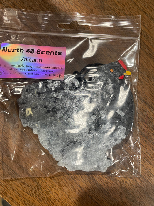 Volcano Scented Chicken Car Freshies.  Very Beautiful & Detailed