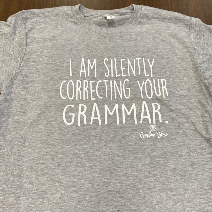 Silently Checking Your Grammar.  $6 CLEARANCE TEES!  $8 For Long Sleeves!  Random Shirt Color Chosen.