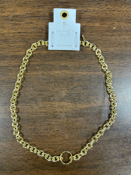 Gold Rolo Link With Charm Clasp Necklace