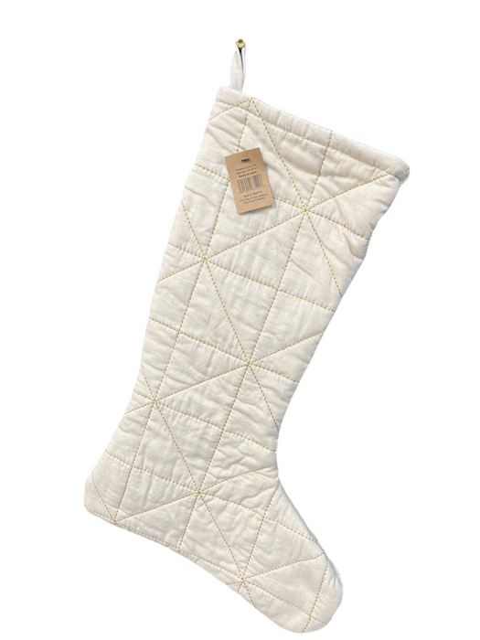 20" Cotton & Linen Stocking with Gold Thread Embroidery. (Add an optional monogram for $10)