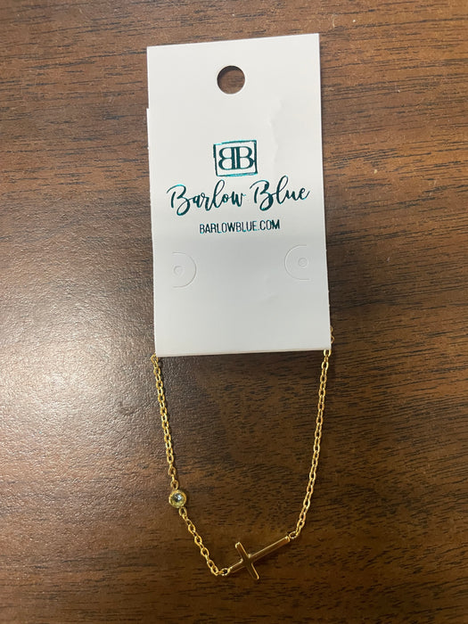 Sideways Cross Birthstone Bracelet