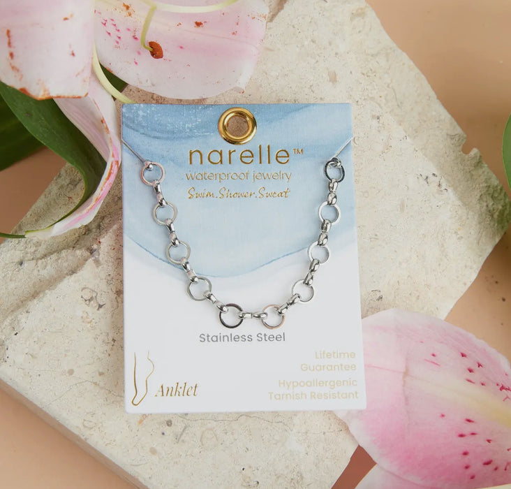 Waterproof Silver Linked Chain Anklet