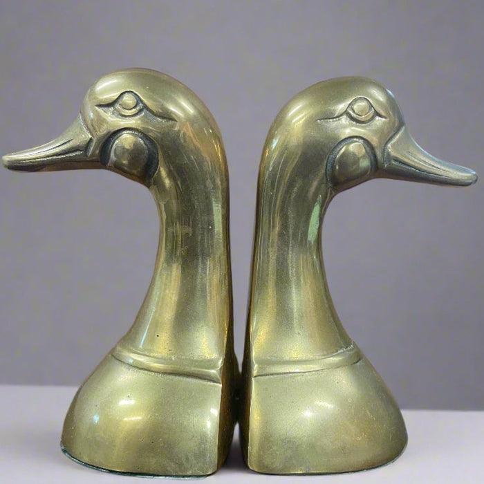 Pair of Vintage Brass Duck Head Bookends