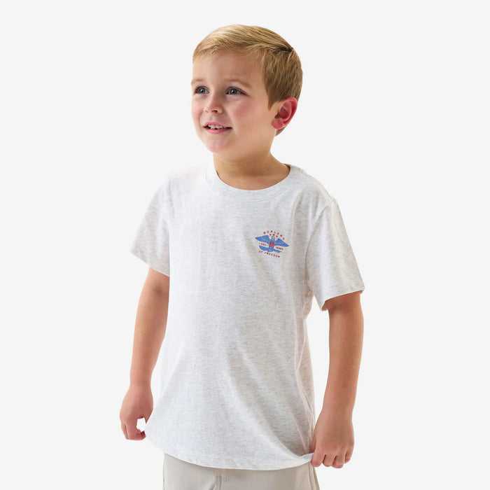 Youth & Toddler SS Tee – Eagle Outdoors 250 Years Short Sleeve – Heather Oatmeal by Burlebo