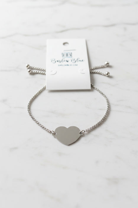 Engravable Heart Adjustable Bracelet- Available in Silver & Gold