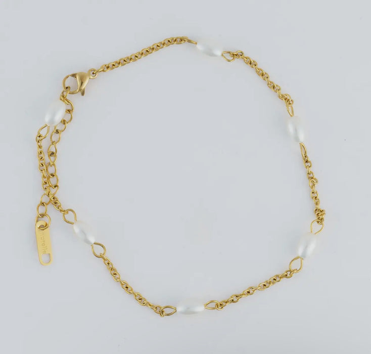 Waterproof Gold Pearl Anklet