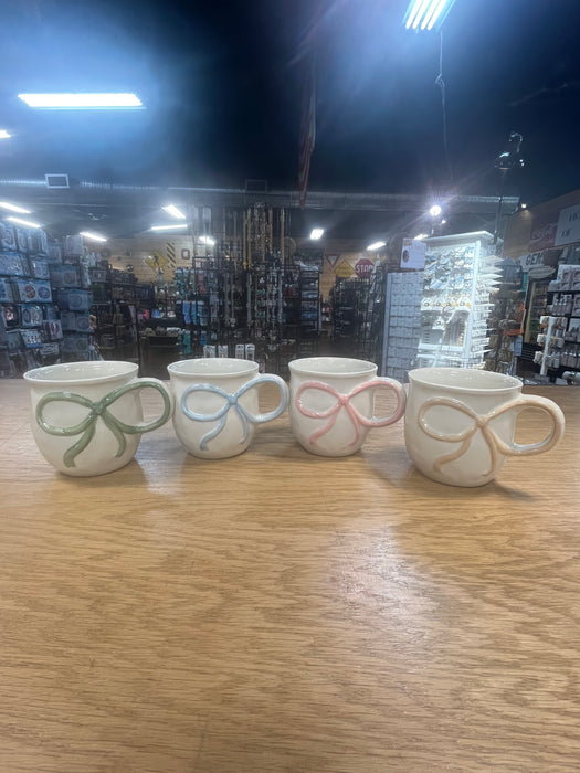 18oz Stoneware Mugs with Bow Handles- Available in 4 Styles!