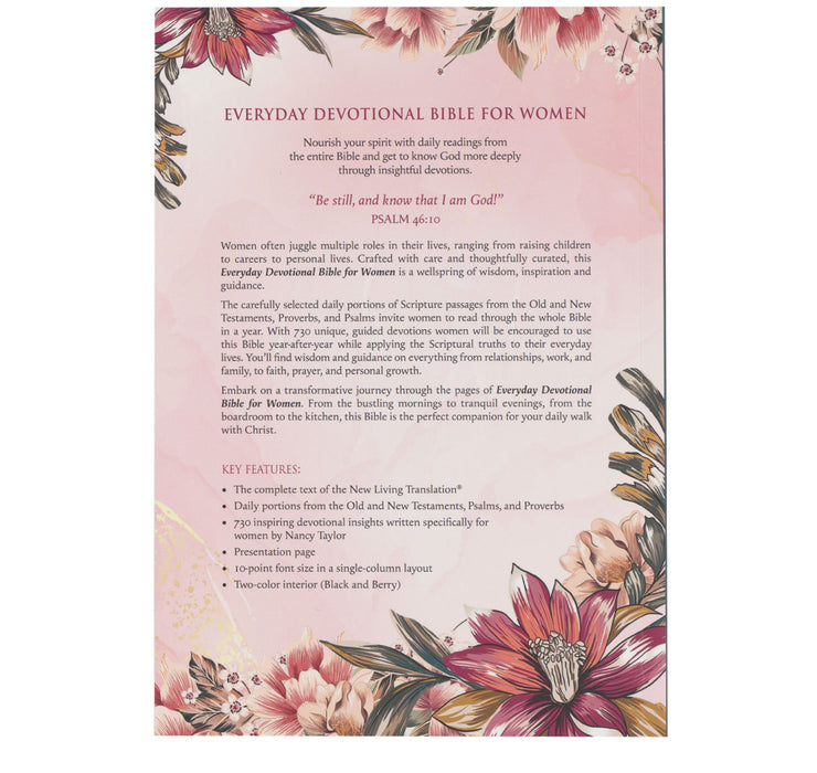 Pink Lily NLT Everyday Devotional Bible for Women