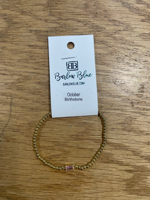The Birthday Girl Birthstone Bracelets with Rectangle Birthstone Charm
