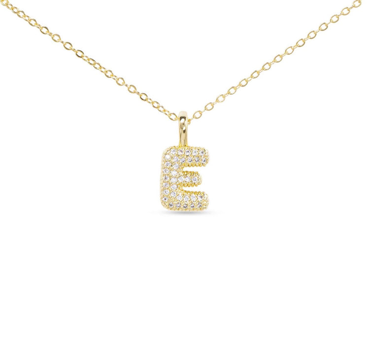 Gold CZ Large Initial Necklace-18 Letters